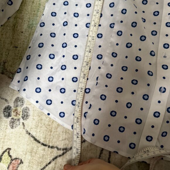 Talbots Womens Button Down Shirt White and Blue Size 8P - Picture 6 of 7